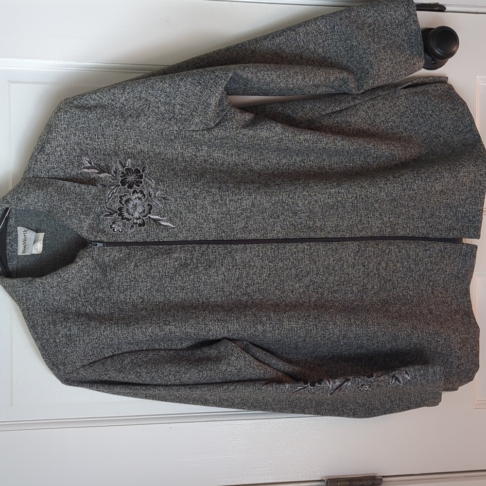 Bonworth Elegant Gray Embroidered Women's Jacket